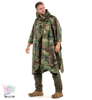 Накидка от дождя Raincoat камуфляж D -1 &bull; Водонепроницаемый плащ камуфляжный от дождя