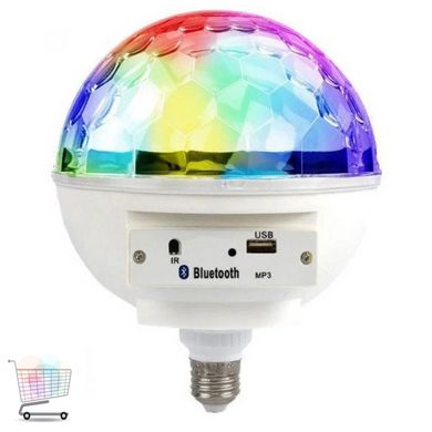 Светодиодный диско-шар с динамиком и блютуз (диско-лампа под патрон Е27, d-16см) светомузыка для дома