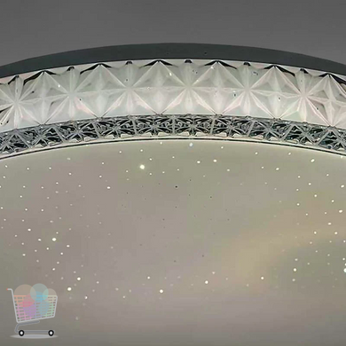 Кругла стельова LED-люстра X-598 50х8х50 см з пультом біла &bull; Сучасний світильник для спальні, кухні, залу та передпокою