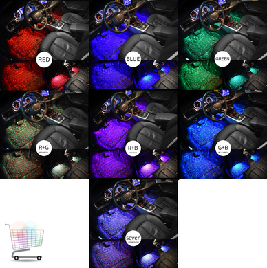 Декоративная RGB подсветка ковриков салона автомобиля Starlights Атмосферные LED лампы «Звездное небо» в авто, с пультом