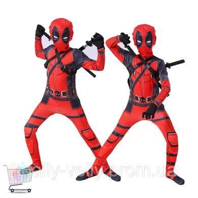 Детский костюм Дэдпул 3 в 1 &bull; Детский комбинезон Deadpool с балаклавой и перчатками для праздников