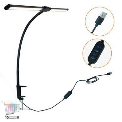 Подвійна світлодіодна настільна лампа Double Lamp &bull; Настільна лампа LED 10Вт на струбцині USB &ndash; подвійне освітлення з кнопками на проводі