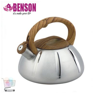 Чайник со свистком из нержавеющей стали Benson BN-704 3 л | Нейлоновая ручка | Индукция PR4
