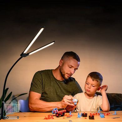 Подвійна світлодіодна настільна лампа Double Lamp &bull; Настільна лампа LED 10Вт на струбцині USB &ndash; подвійне освітлення з кнопками на проводі