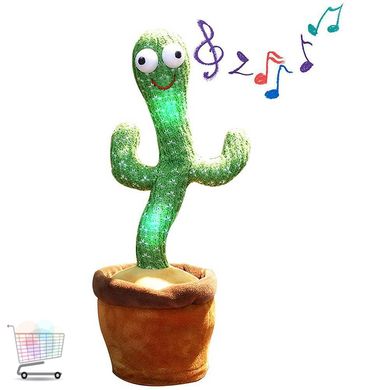 Танцующий поющий кактус Музыкальная игрушка  Dancing Cactus TikTok с подсветкой и функцией повторения · Кактус – повторюшка USB зарядка