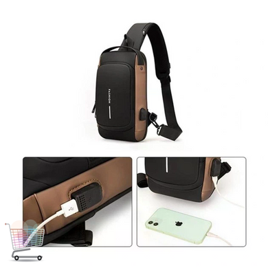 Компактна нагрудна сумка Backpac XL-1514100 чорно-сіра &bull; Маленька сумка через плече з кодовим протикрадіжним замком для телефона, документів і поїздок