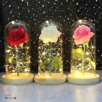 Роза в колбі Forever Rose N-651 з підсвічуванням &bull; Світильник Штучна квітка в колбі з 7 кольорами свічення