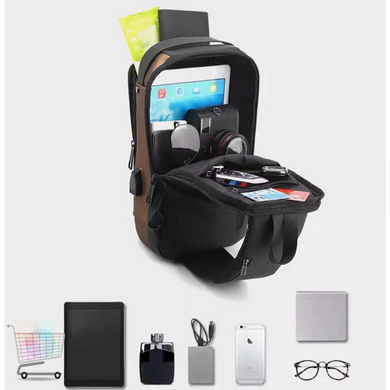 Компактна нагрудна сумка Backpac XL-1514100 чорно-сіра &bull; Маленька сумка через плече з кодовим протикрадіжним замком для телефона, документів і поїздок