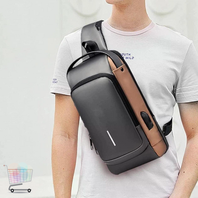 Компактна нагрудна сумка Backpac XL-1514100 чорно-сіра &bull; Маленька сумка через плече з кодовим протикрадіжним замком для телефона, документів і поїздок