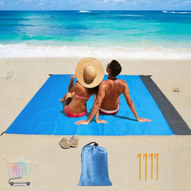 Складная подстилка для пляжа 200х210 см · Коврик – мат для пикника, кемпинга, туризма + чехол + колышки против ветра