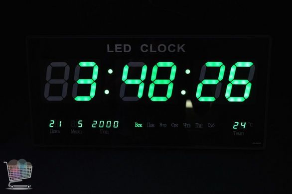 Часы большие настенные светодиодные с датой 4622 (зеленый) CG10 PR5