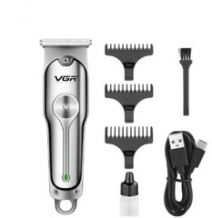 Машинка триммер для стрижки волос, бороды, усов VGR V-071 беспроводная аккумуляторная 3 насадки