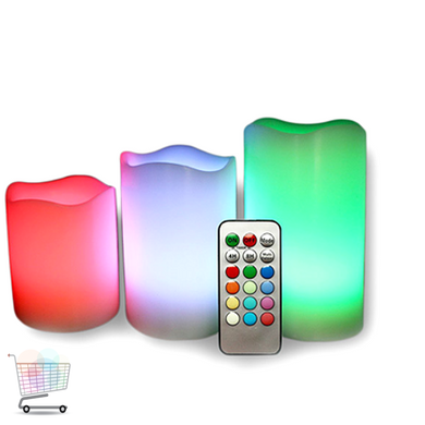 Набор RGB светодиодных свечей Luma Candles - ночник с пультом управления, 3 шт