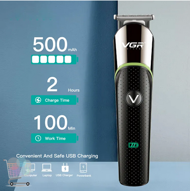 Триммер для стрижки волос VGR V-191 беспроводной · Машинка для стрижки волос, бороды, усов аккумуляторная 4 насадки