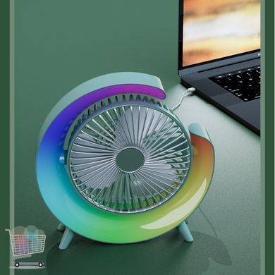 Настільний міні вентилятор з RGB підсвічуванням та вбудованим акумулятором ∙ 180&deg; обертання ∙ USB