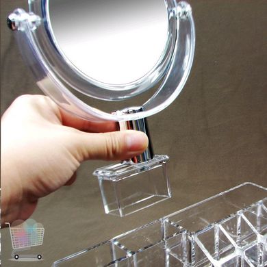 Настільний прозорий органайзер для косметики із дзеркалом GW-888 Косметична акрилова міні-шафка бокс