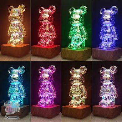 Ночник Мишка светодиодный &middot; Настольная USB лампа для спальни &middot; Светильник Медведь с 3D эффектом фейерверка