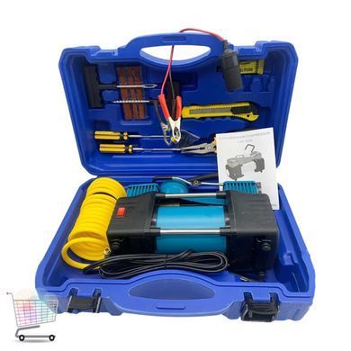 Автомобильный компрессор 12V двухпоршневой &bull; Двухцилиндровый компрессор для автомобиля 12В с инструментами