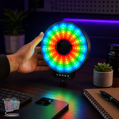 Кільцева LED лампа MJ-261 RGB 26 см для зйомки контенту &bull; Світлодіодна лампа MJ-261 з USB-живленням для фото, відео, селфі, макіяжу, стримів і TikTok