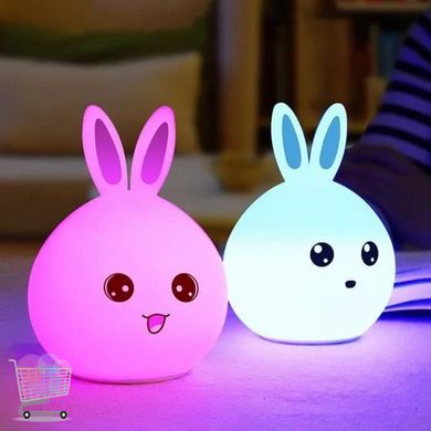 Дитячий світильник – нічник Зайчик LED Rabbit Soft Touch силіконовий із вбудованим акумулятором ∙ 7 режимів свічіння