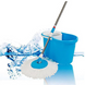Кругла швабра з відром із самовіджимом Easy Mop ∙ Комплект для миття підлог Відро + Швабра ледарка + 2 насадки