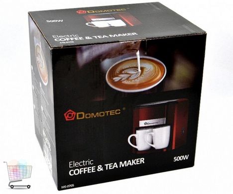 Крапельна кавоварка Domotec Ms-0705 з двома чашками, 500 Вт