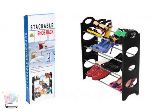 Полиця для взуття органайзер Amazing Stackable Shoe Rack ∙ Стійка - етажерка взуттєва на 4 полиці