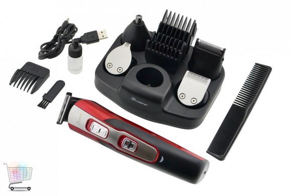 Машинка для стрижки волосся, універсальна Gemei GM-592 з 4 змінними насадками для стрижки волосся, підрівнювання бороди та бакенбард, триммером для носа та вух