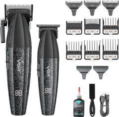 Аккумуляторный набор для стрижки VGR V-640 для дома и салона ∙ Машинка для стрижки VGR V-640 с насадками и LED-дисплеем