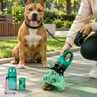 Контейнер для пакетів BE CLEAN DT-1274 зелений &bull; Диспенсер BE CLEAN DT-1274 для прибирання за собакою з карабіном на повідець