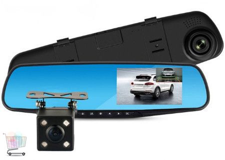 Автомобильный регистратор Dvr L9000 Full HD / Видеорегистратор - зеркало с двумя камерами