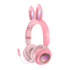 Дитячі навушники Picun B12 Bunny: бездротові стерео навушники "Зайчик" з вушками кролика, мікрофоном і LED підсвічуванням ∙ Чорні / Рожев