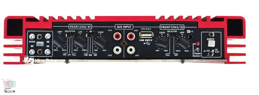 Підсилювач потужності звуку в авто 4х канальний CMAudio MRV-1907U Прозорий корпус ∙ USB ∙ 4000Вт