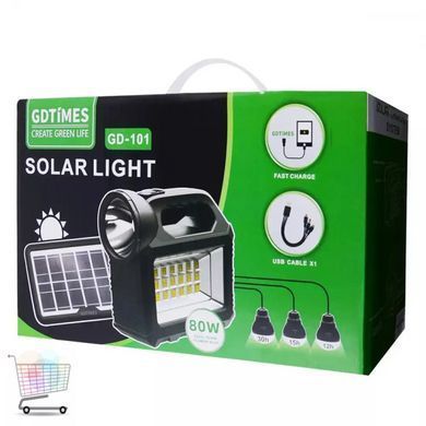 Багатофункціональний LED ліхтар GD-101 з сонячною панеллю на 3 лампочки та PowerBank ∙ Ліхтар і сонячна станція GD-101 з 3 знімними лампами