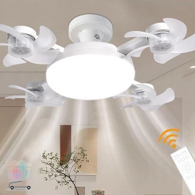 LED лампа-вентилятор у патрон E27 AY1053 60W з пультом &bull; Світлодіодний світильник 2 в 1 з обдувом, 3 режимами освітлення та 3 швидкостями для дому, кухні, дачі та офісу