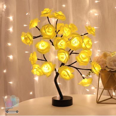 LED-светильник в форме дерева с розами 33 см &bull; Декоративная настольная лампа-ночник светодиодное дерево LED роза