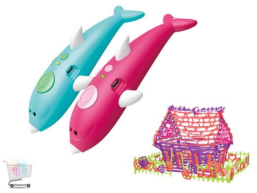 Набір для дитячої творчості / 3D Ручка з трафаретами Дельфін 3dPen Dolphin 9003
