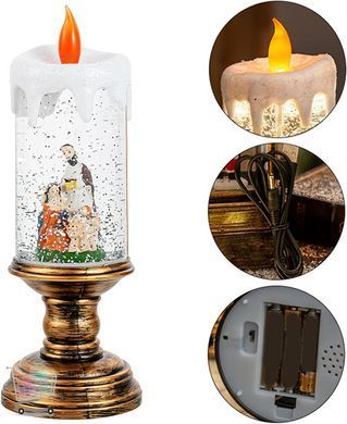 LED-декор HC-G032 Свічка з ефектом снігопаду та 8 різдвяними мелодіями ∙ Новорічний декоративний світильник HC-G032 Свічка з LED-підсвіткою