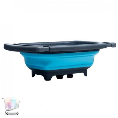 Складаний силіконовий мийний кошик JM-608 Раковина зі зливом для миття фруктів та овочів, з розсувними ручками