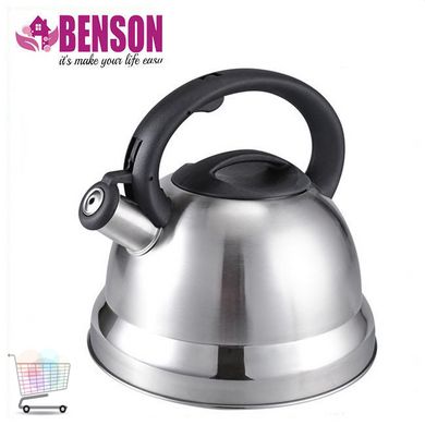 Чайник со свистком из нержавеющей стали Benson BN-709 3 л | Нейлоновая ручка | Индукция PR3