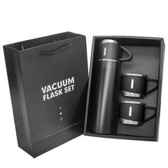 Термос із вакуумною кришкою Vacuum Flask Set 500 мл із нержавіючої сталі +3 чашки в комплекті ∙ Подарунковий набір