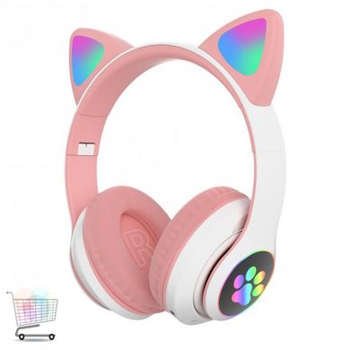 Детские беспроводные Bluetooth наушники с LED кошачьими ушками котика Cat 28
