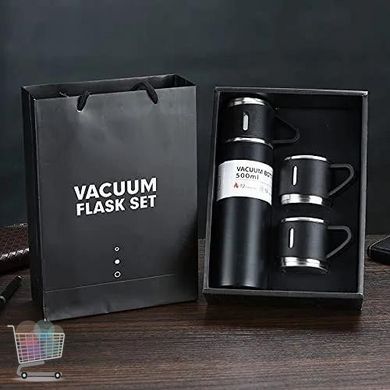 Термос с вакуумной крышкой Vacuum Flask Set 500 мл из нержавеющей стали +3 чашки в комплекте ∙ Подарочный набор