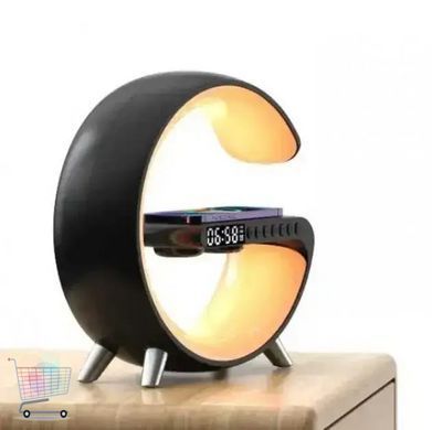 Нічник-лампа G63 Smart Light з годинником і колонкою &bull; LED нічник з Bluetooth будильником і бездротовою зарядкою QI 15 Вт