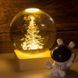 Кришталева куля з 3D ефектом 8 см &middot; Новорічний декоративний нічник USB світильник із зображенням Новий Рік